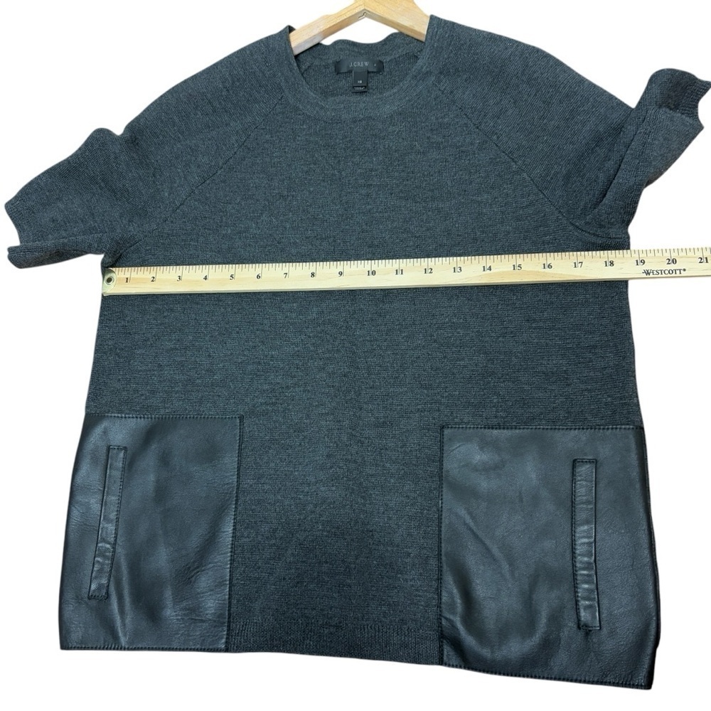 J. Crew Merino Wool Sweater Top XS Short Sleeve Grey Academia Preppy - Picture 5 of 9